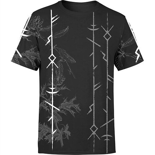 

Men's T shirt Tee Floral Graphic Prints Crew Neck Black 3D Print Outdoor Street Short Sleeve Print Clothing Apparel Vintage Sports Fashion Casual