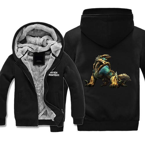 

Inspired by MONSTER HUNTER Thunder Wolf Dragon Hoodie Anime Outerwear Anime Graphic Outerwear For Men's Women's Unisex Adults' Hot Stamping 100% Polyester Casual Daily