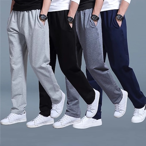 

Men's Sweatpants Pants Trousers Trousers Drawstring Elastic Waistband Straight Leg Solid Color Plain Outdoor Sports Full Length Daily Leisure Sports Casual / Sporty Athleisure Black Gray Micro-elastic