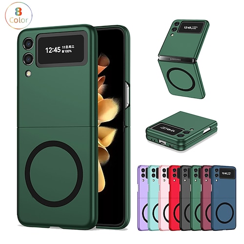 

Phone Case For Samsung Galaxy Flip With Magsafe Z Flip 4 Z Flip 3 Z Fold 4 Z Fold 3 Flip Magnetic Support Wireless Charging Solid Colored PC