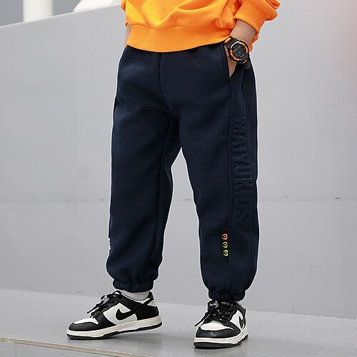 

Kids Boys Pants Trousers Pocket Solid Color Soft Comfort Pants Outdoor Basic Neutral Navy Blue Gray Mid Waist