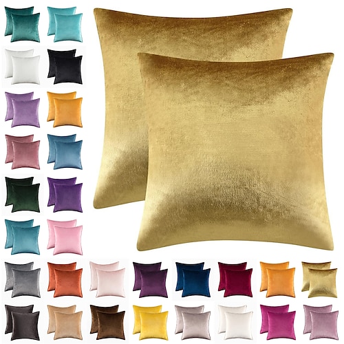 

Solid Color Velvet Pillow Cover Wrapping Nordic Style Sofa Pillowcase Bedside Lumbar Pillow Cushion Cover