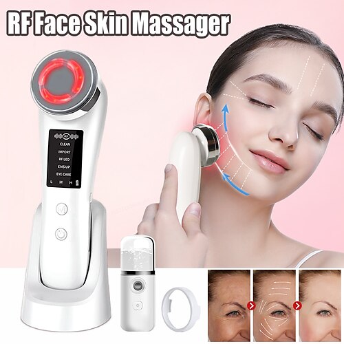 

RF Face Skin Tightening Electric Radio Frequency Massager LED Facial Rejuvenation EMS Lifting Wrinkle Remover with Blue Light
