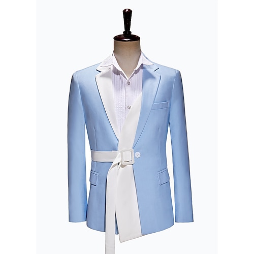 

Disco 1980s Slim Fit Tuxedo Suits & Blazers Notch Lapel Men's Color-Blocking Costume Vintage Cosplay Performance Party Prom Long Sleeve Coat Christmas