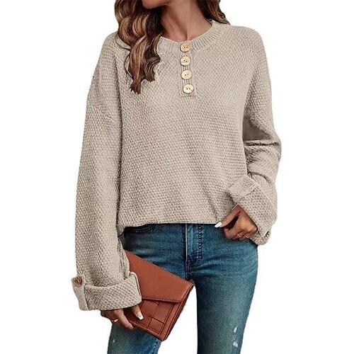 

european and american sweater women's autumn 2022 independent station wish new button half-open pullover women's loose top women