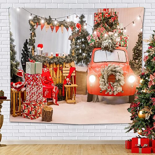 

Christmas Santa Claus Holiday Party Wall Tapestry Photography Background Art Decor Blanket Tablecloth Hanging Home Bedroom Dorm Decoration Snow Gift