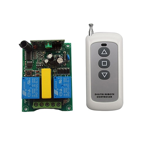 

Motor Remote Control Switch Ac220V 2Ch Rf Wireless Remote Control Switch / Motor Up Stop Down /3 Button Remote /433Mhz Wireless Switch Transmitter with Receiver Learning Functional