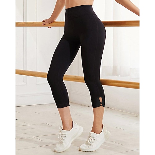 

Women's Capri Leggings Yoga Pants Cut Out Design High Waist Bottoms Tummy Control Butt Lift Quick Dry White Black Green Yoga Fitness Gym Workout Sports Activewear Stretchy Skinny Athletic Athleisure