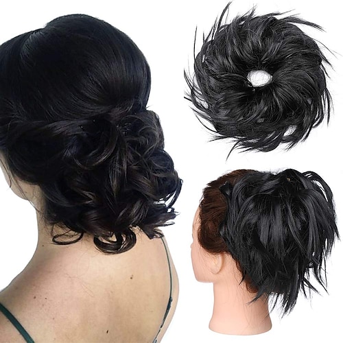 

Fluffy Tousled Updo Messy Hair Bun Hairpiece Messy Bun Scrunchy Synthetic Up Do Wavy Bun Hair Extensions Easy Chignon Hair Piece Wrap On Donut Instant Ponytail Up-do Scrunchie For Women