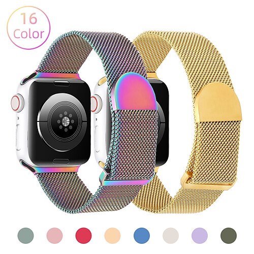 

1PC Smart Watch Band Compatible with Apple iWatch Apple Watch Ultra 49mm Series 8/7/6/5/4/3/2/1 / SE Milanese Loop for iWatch Smartwatch Strap Wristband Alloy Adjustable Breathable Shockproof