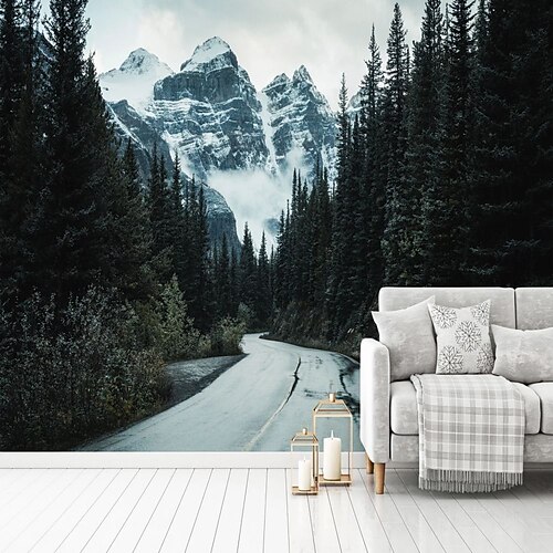 

Landscape Wallpaper Mural Road Mountain Wall Covering Sticker Peel and Stick Removable PVC/Vinyl Material Self Adhesive/Adhesive Required Wall Decor for Living Room Kitchen Bathroom