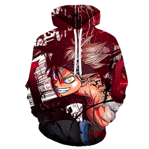 

Trèfle noir Rester Sweat à capuche Dessin Animé Manga Animé Poche avant Art graphique Sweat à capuche Pour Homme Femme Unisexe Adulte Impression 3D 100 % Polyester