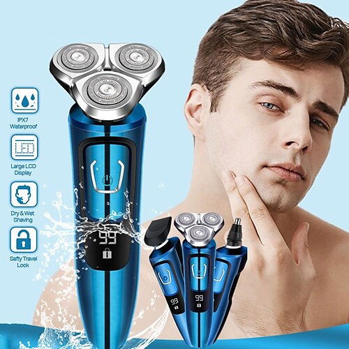 

Mens Shavers Electric Razors for Shaving Wet Dry,3 in 1 Cordless Electric Shavers for Men's Electric Razor Rechargeable USB,Waterproof Rotary Face Shaver for Man Beard Shaver Christmas Gift