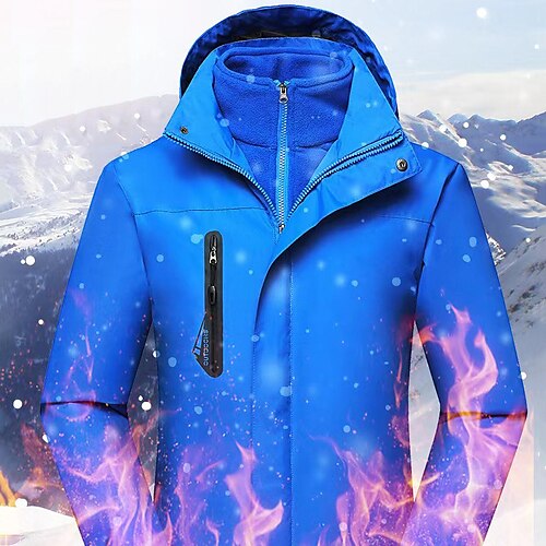 

Men's Hiking 3-in-1 Jackets Ski Jacket Waterproof Hiking Jacket Winter Outdoor Thermal Warm Fleece Lining Waterproof Windproof Outerwear Winter Fleece Jacket Trench Coat Hunting Ski / Snowboard