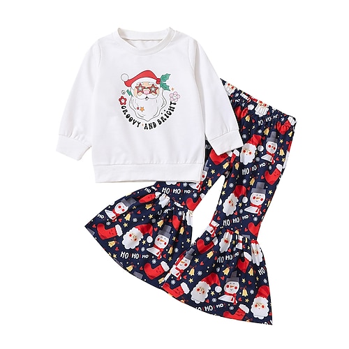 

2 Pieces Kids Girls' Graphic Hoodie & Pants Set Long Sleeve Active Outdoor 3-7 Years Winter Red White
