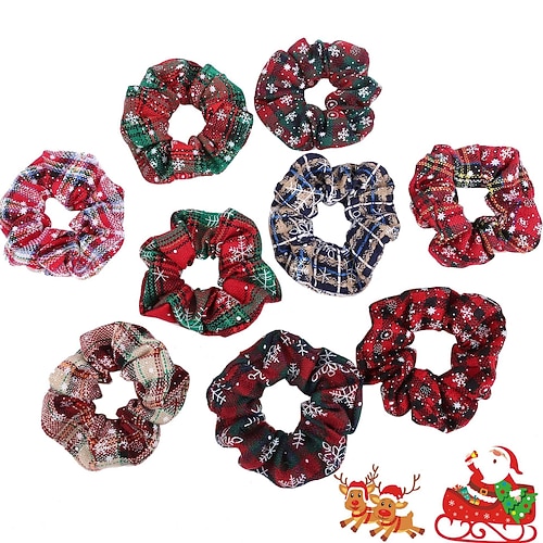

Christmas Bowknot Headbands Plaid Hair Scrunchies 1pcs Christmas Elastic Snowflake Soft Hair Bands Printed Hair Ropes for Women Girls Christmas Hair Accessories
