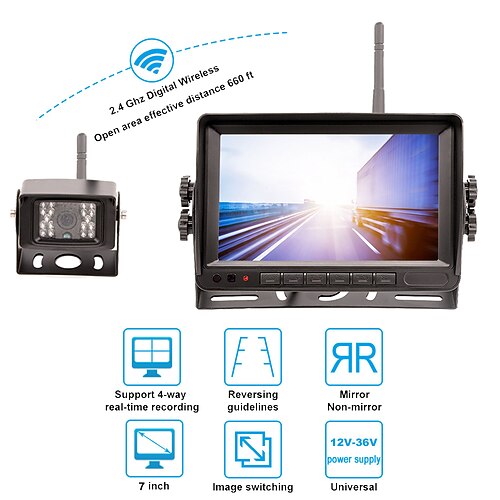 

7 inch LCD Digital Screen 1080p Wireless 170 Degree 7 inch Car Rear View Kit LCD Screen / AHD for Car / Bus / Truck Reversing camera