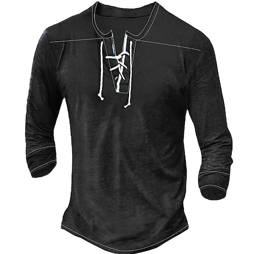 

Hombre Camiseta Henley Shirt Camisa de manga larga Plano Escote en Pico Calle Deportes Manga Larga Correa Ropa Design Básico Casual Cómodo