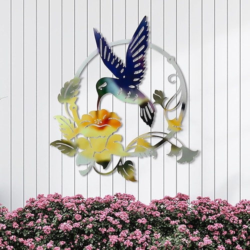 

Metal Birdmetal and Flower Wall Sculpture Decor Metal Wall Hanging Decor Art for Home Outdoor Farmhouse Bedroom Living Room Wall Decoration