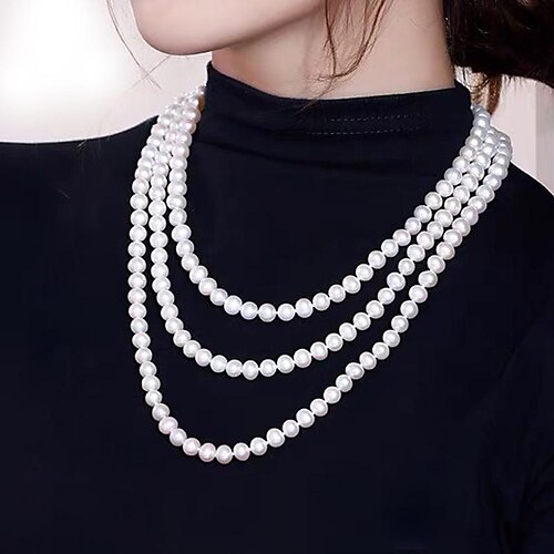 

Long Necklace Party Evening Gift Imitation Pearl Classic