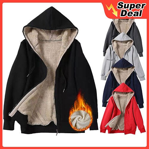 

Women's Winter Jacket Coat Hoodie Jacket Warm Breathable Outdoor Casual Going out Zipper Pocket Zipper Hoodie Active Casual Comfortable Street Style Solid Color Regular Fit Outerwear Long Sleeve