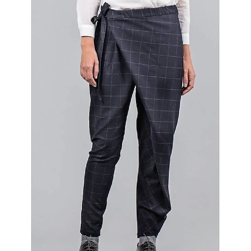 

Women's Pants Trousers Black Blue Fashion Casual Weekend Full Length Comfort Plaid Checkered S M L XL XXL