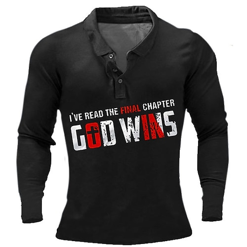 

Men's Collar Polo Shirt Golf Shirt Letter Graphic Prints Turndown Green Black Blue Gray 3D Print Outdoor Street Long Sleeve Button-Down Print Clothing Apparel Fashion Designer Casual Soft