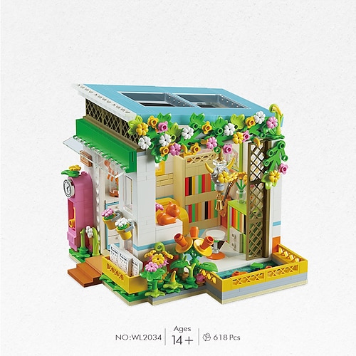 

blocs de construction jouets 618 pièces à partir de 14 ans conte de fées ville soleil fleur maison perplexe fille jouet cadeau ornement bloc de construction créatif après-midi