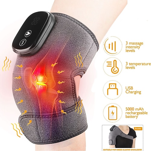 

Heated Knee Massager Shoulder Brace 3-In-1 Heated Knee Elbow Shoulder Brace Wrap Vibration Knee Heating Pad 3 Adjustable Vibrations And Heating Modes for Knee Elbow Shoulder Relax Leg Warmers