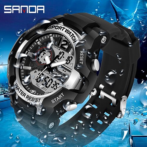 

Sanda Men's Sports Watches Led Digital Clock Shock Proof Military Electronic Wrist Watch 50 Maters Waterproof Relogio Masculino