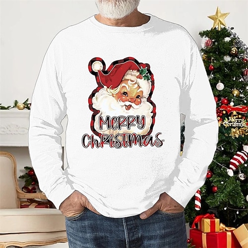 

Men's T shirt Tee Graphic Tee Christmas Shirt Santa Claus Graphic Prints Crew Neck Green Black Red Navy Blue Coffee Hot Stamping Christmas Street Long Sleeve Clothing Apparel Basic Designer Casual