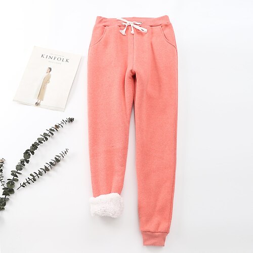

Women's Plus Size Fleece Pants Chinos Solid Color Casual Sweatpants Home Daily Natural Full Length Winter Fall Green Black Blue L XL XXL 3XL