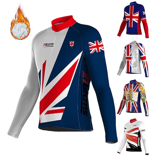 

21Grams Men's Cycling Jersey Long Sleeve Winter Bike Jersey Top with 3 Rear Pockets Mountain Bike MTB Road Bike Cycling Thermal Warm Fleece Lining Breathable Moisture Wicking Black Green Yellow UK