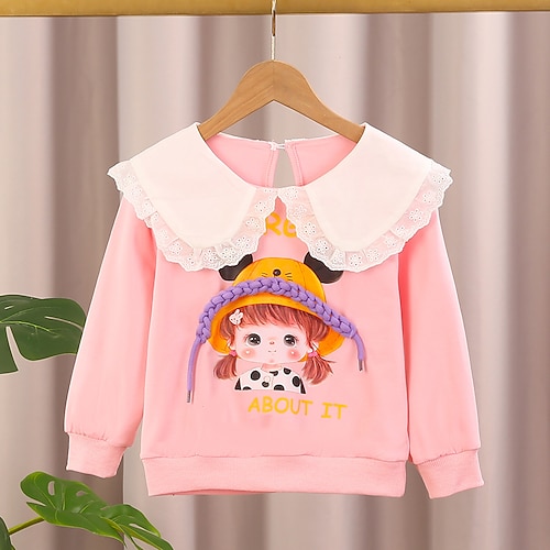 

Toddler Girls' T shirt Cartoon School Long Sleeve Active 7-13 Years Winter Purple Pink Yellow / Fall