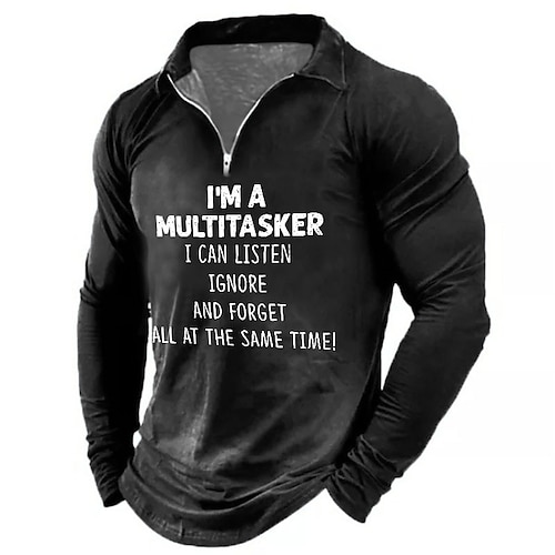 

Men's Collar Polo Shirt Golf Shirt Letter Graphic Prints Turndown Green Black Blue Wine Gray 3D Print Outdoor Street Long Sleeve Zipper Print Clothing Apparel Fashion Designer Casual Breathable