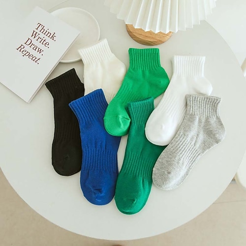 

Men's 5 Pairs Socks Sport Socks / Athletic Socks Low Cut Socks Casual Socks Black White Color Cotton Solid Colored Casual Daily Medium Fall Winter Fashion Comfort