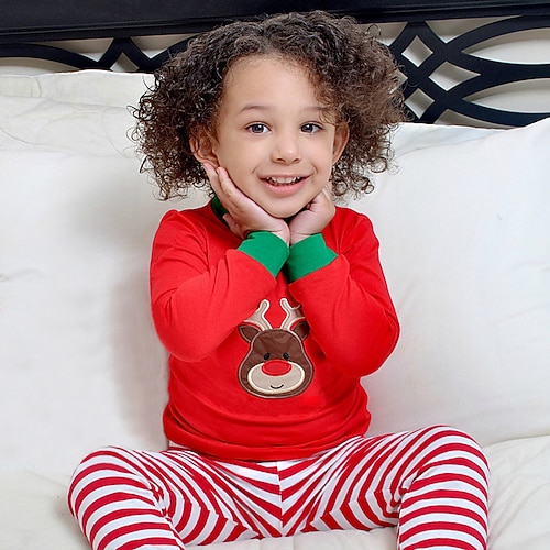 

2 Pieces Toddler Girls' Ugly Christmas Cartoon Hoodie & Pants Set Long Sleeve Fashion Outdoor Cotton 3-7 Years Winter Red