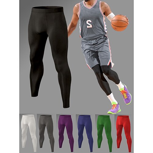 

Men's Running Tights Leggings Compression Pants Compression Clothing Athletic Athleisure Spandex Breathable Quick Dry Moisture Wicking Fitness Gym Workout Running Sportswear Activewear Navy Green