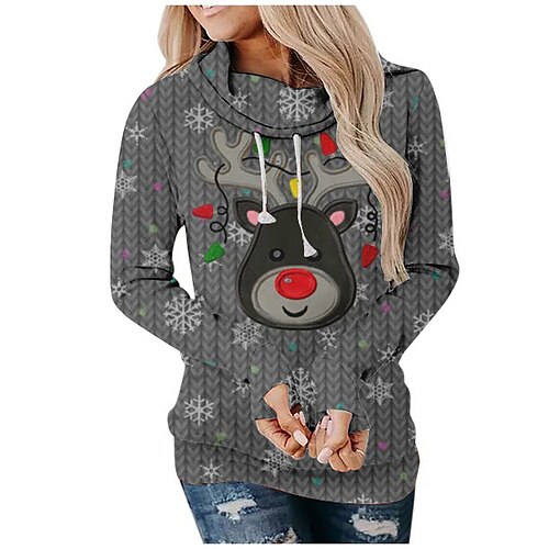 

Reindeer Masquerade Hoodie Women's Christmas Christmas Carnival Masquerade Adults' Christmas Vacation Polyester Top