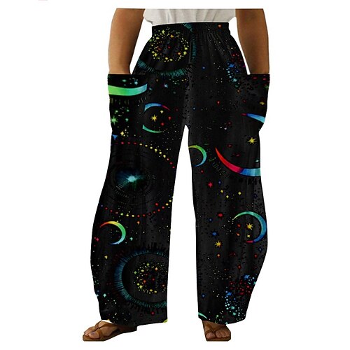 

Women's Plus Size Christmas Chinos Pants Trousers Pocket Print Cat Santa Claus Snowman Casual Holiday High Full Length Winter Fall Light Pink Green Black L XL XXL 3XL 4XL