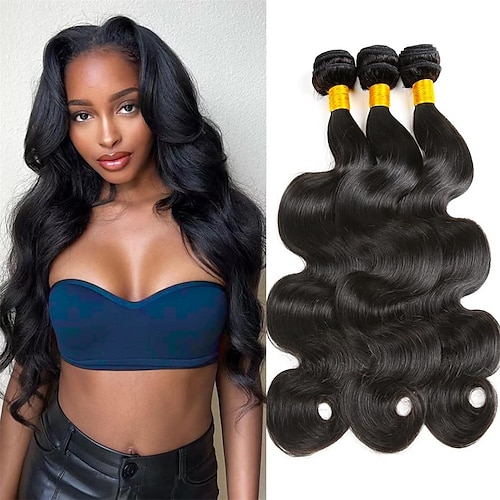 

Body Wave Bundles 14 16 18 Inch Body Wave Human Hair Bundles Body Wave Hair 3 Bundles 10A Grade 100% Unprocessed Brazilian Virgin Hair Extensions for Black Women