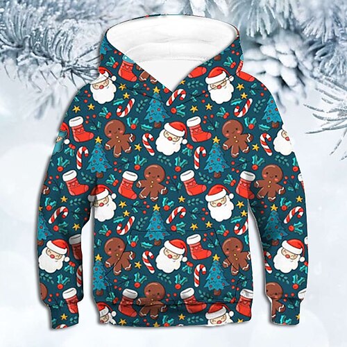 

Kids Boys Ugly Christmas Hoodie Pullover Graphic Santa Claus Long Sleeve Pocket Children Top Outdoor Hoodie Active Cute Multicolor Winter 7-13 Years