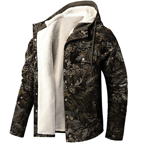 

Men's Coat Warm Sports & Outdoor Single Breasted Animal Butterfly 3D Printed Graphic Hoodie Fashion Jacket Outerwear Long Sleeve Pocket Fall & Winter