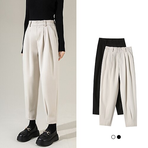 

Women's Winter Pants Pants Trousers Harem Straight Leg Plain Classic Modern Regular Winter Black Beige