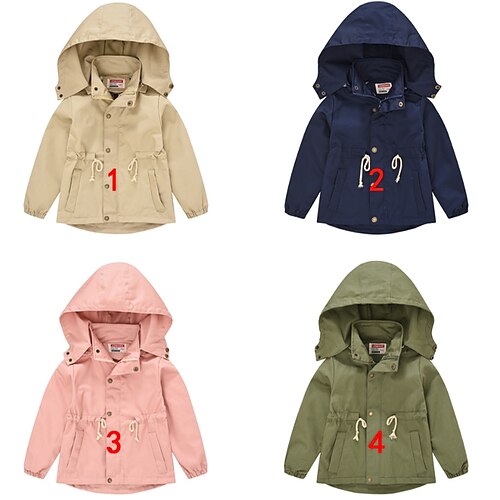 

Toddler Boys Trench Coat Outerwear Solid Color Long Sleeve Coat Outdoor Fashion Cool Pink Army Green Dark Green Winter Fall 3-7 Years