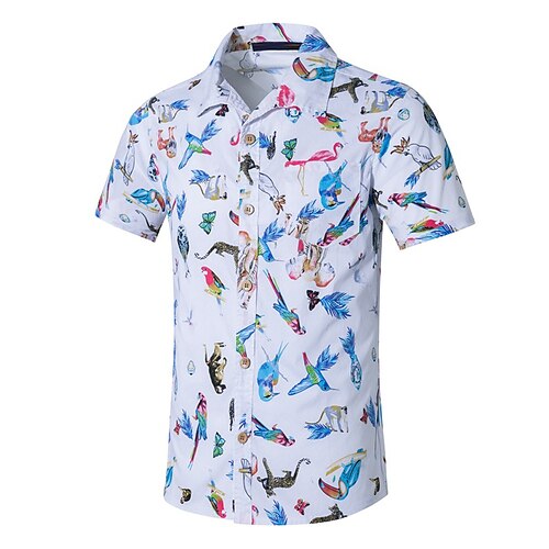 

Herre Skjorte Hawaii skjorte Button Up skjorte Sommer skjorte Strandtrøje Sort Hvid Lyserød Grøn Kortærmet Grafisk Dyr Aftæpning udendørs Afslappet Trykt mønster Tøj Hawaiiansk Strandstil