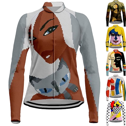 

Women's Cycling Jersey Long Sleeve Bike Jersey Top with 3 Rear Pockets Decorative Painting Mountain Bike MTB Road Bike Cycling Breathable Quick Dry Moisture Wicking Reflective Strips Graphic Spandex
