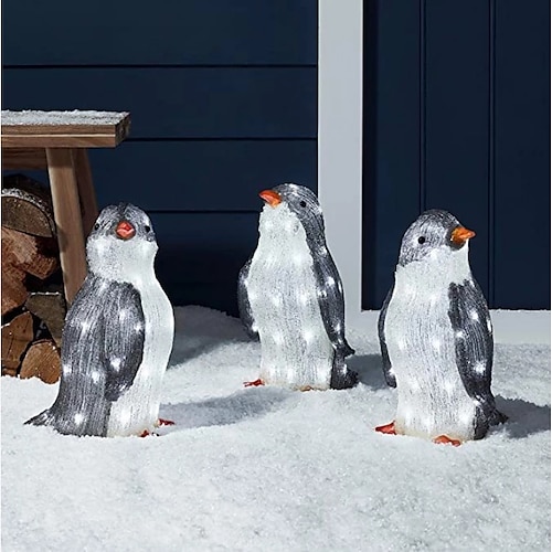 

3pcs Christmas Garden lights Penguin Shaped Night Lights 20LED Battery Powered Christmas Party Yard Walkway Decoration