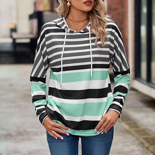

2022 autumn european and american women's clothing cross-border new products aztec geometric stripe printing autumn and winter long-sleeved hooded sweater