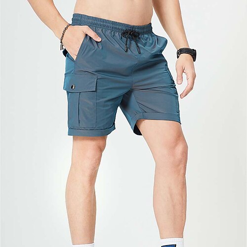 

Men's Shorts Casual Shorts Pocket Drawstring Elastic Waist Solid Color Daily Holiday Streetwear Stylish Black Blue Micro-elastic
